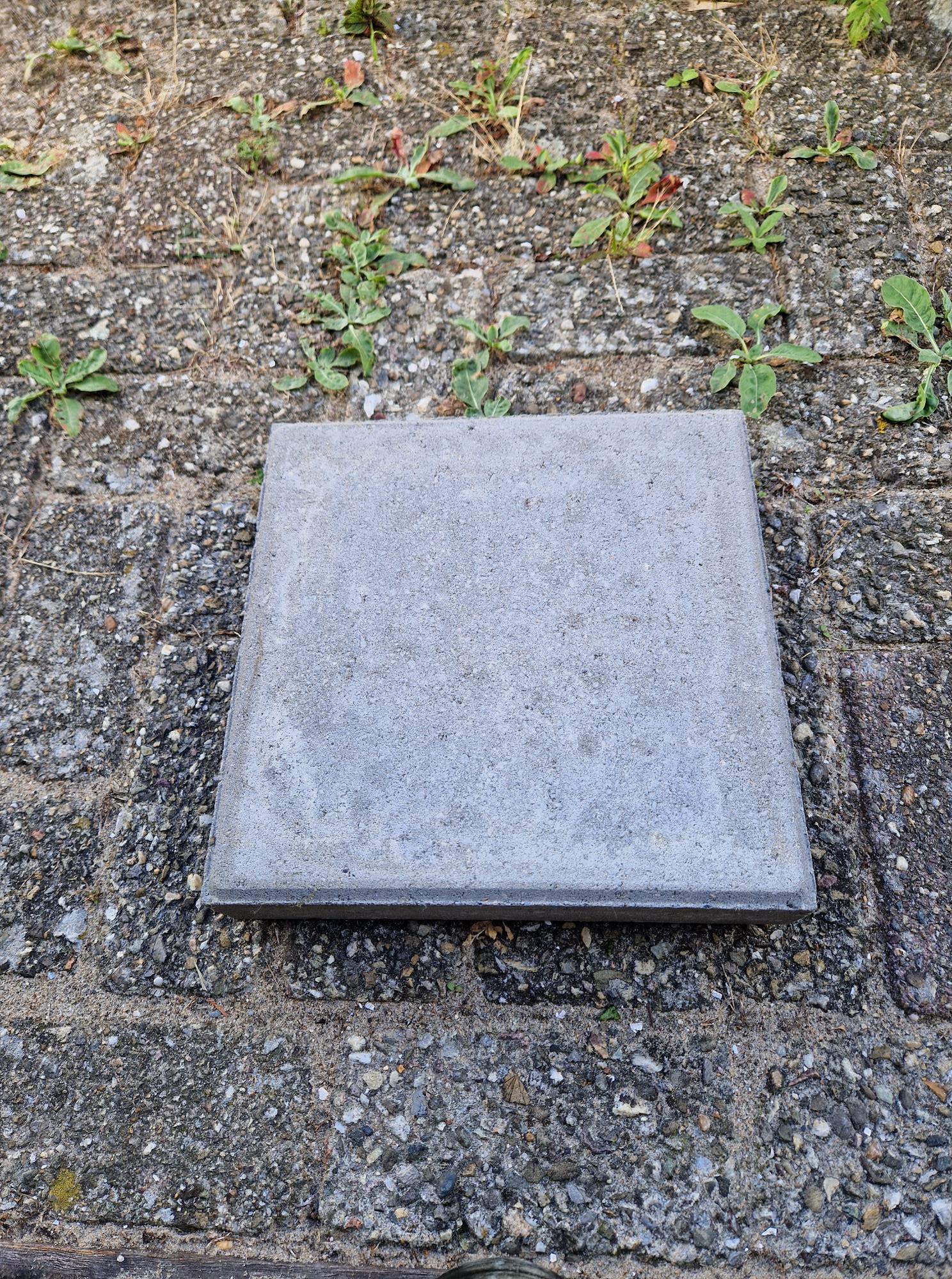 Nieuwe grijze KOMO betonnen stoeptegel van 30x30x6 cm van Rubens Tuinen